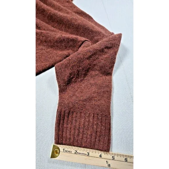 Poetry Cashmere Sweater Women’s 14 Brown Slim Funnel Neck Pullover Quiet Luxury - Picture 13 of 16